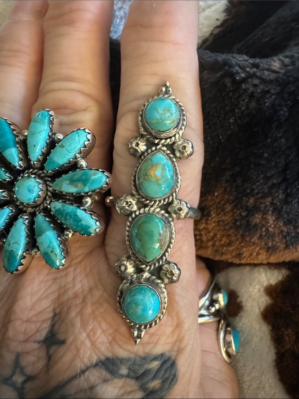 925 Sterling Kingman crawler turquoise ring